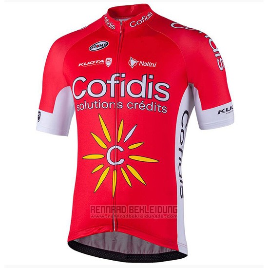 2018 Fahrradbekleidung Confidis Rot Trikot Kurzarm und Tragerhose - zum Schließen ins Bild klicken